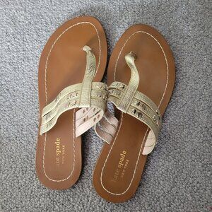 Gold Kate Spade flat sandals
